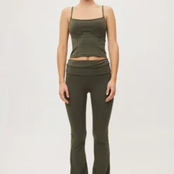 Butter Soft Flare Tights All day, charcoal olive