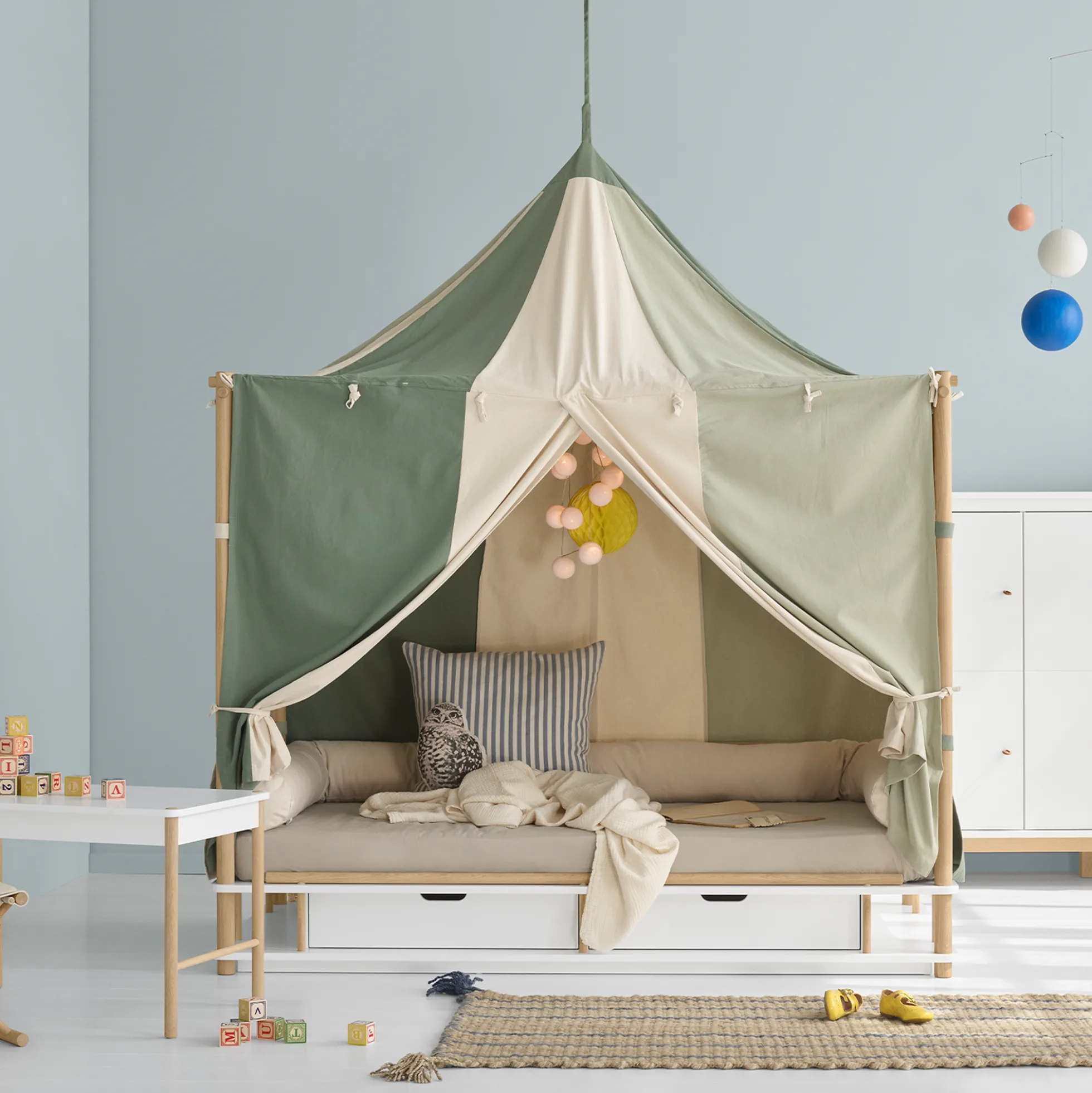 Camp sengehimmel circus, grøn/ufarvet