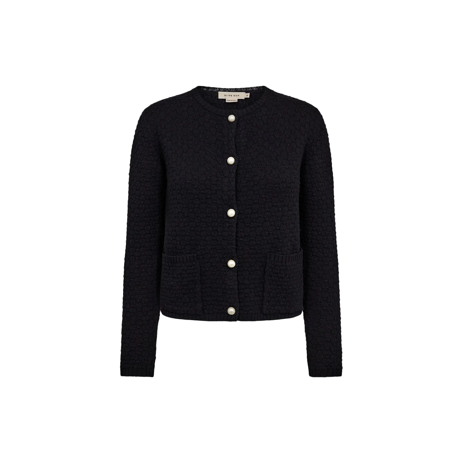 Cardigan 2 Pockets And Pearls, matis jacquard black