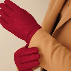 Carla læderhandske, crimson