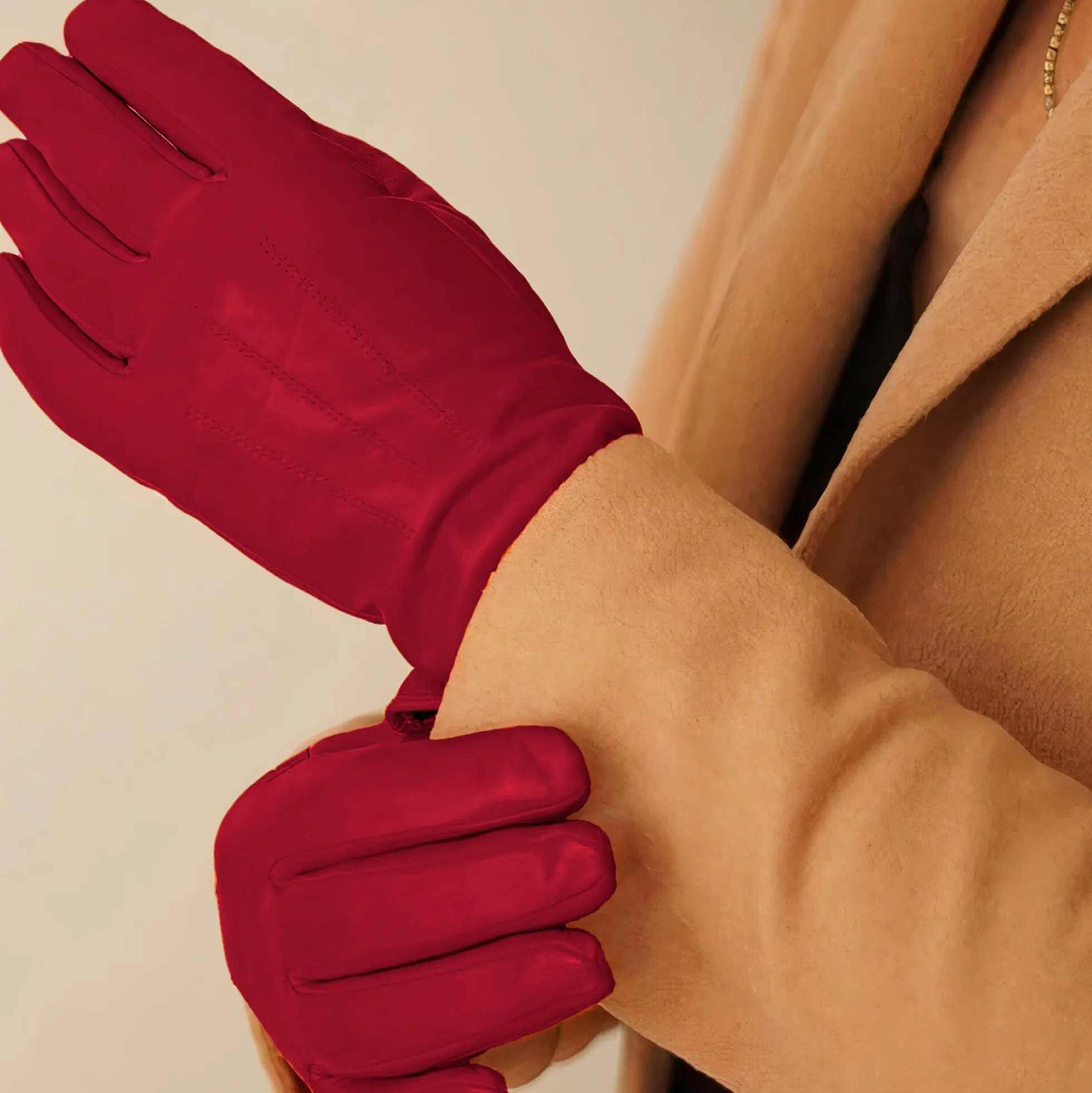 Carla læderhandske, crimson