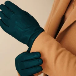 Carla læderhandske, teal