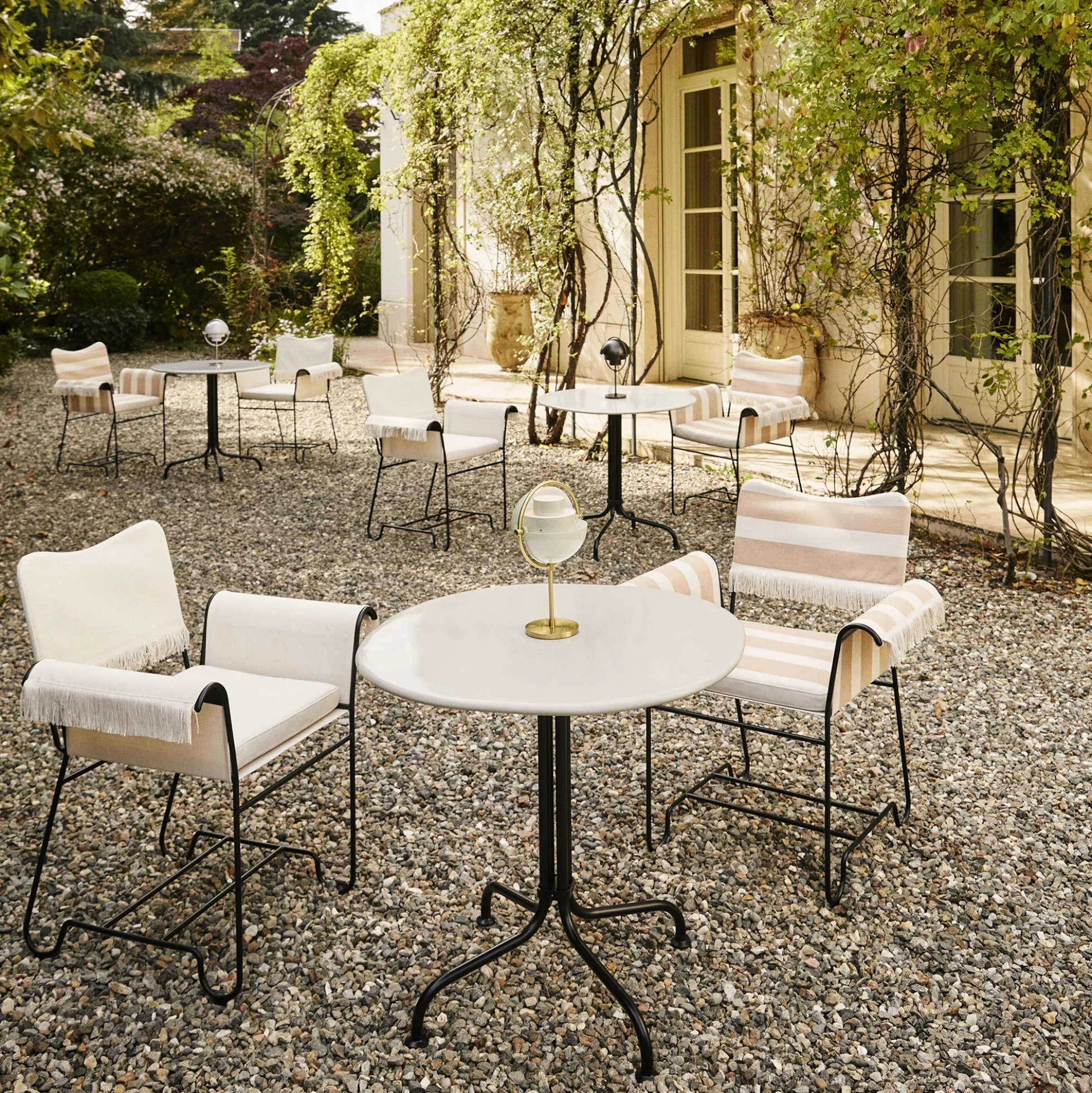 Carmel Bistro Outdoor Dining Table, matt clam white