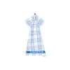 Checked Org Cotton Terry Kitchen Towel, white/blue