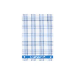 Checked Org Cotton Terry Kitchen Towel, white/blue