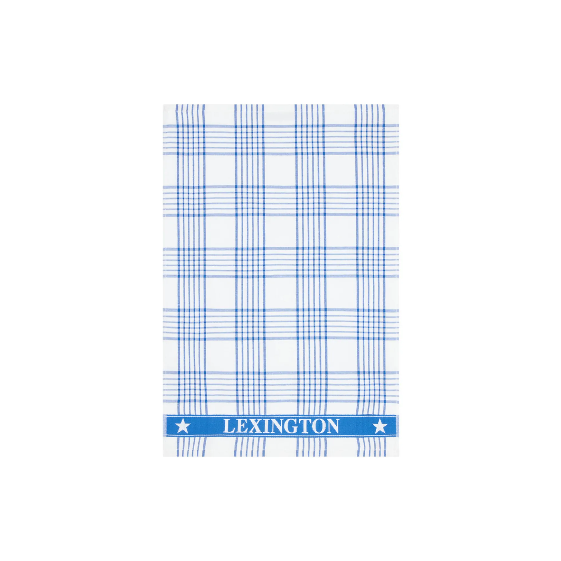 Checked Org Cotton Terry Kitchen Towel, white/blue
