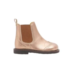 Chelsea støvle med brogue hulmønster, bronze metallic/cognac
