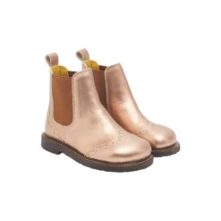 Chelsea støvle med brogue hulmønster, bronze metallic/cognac