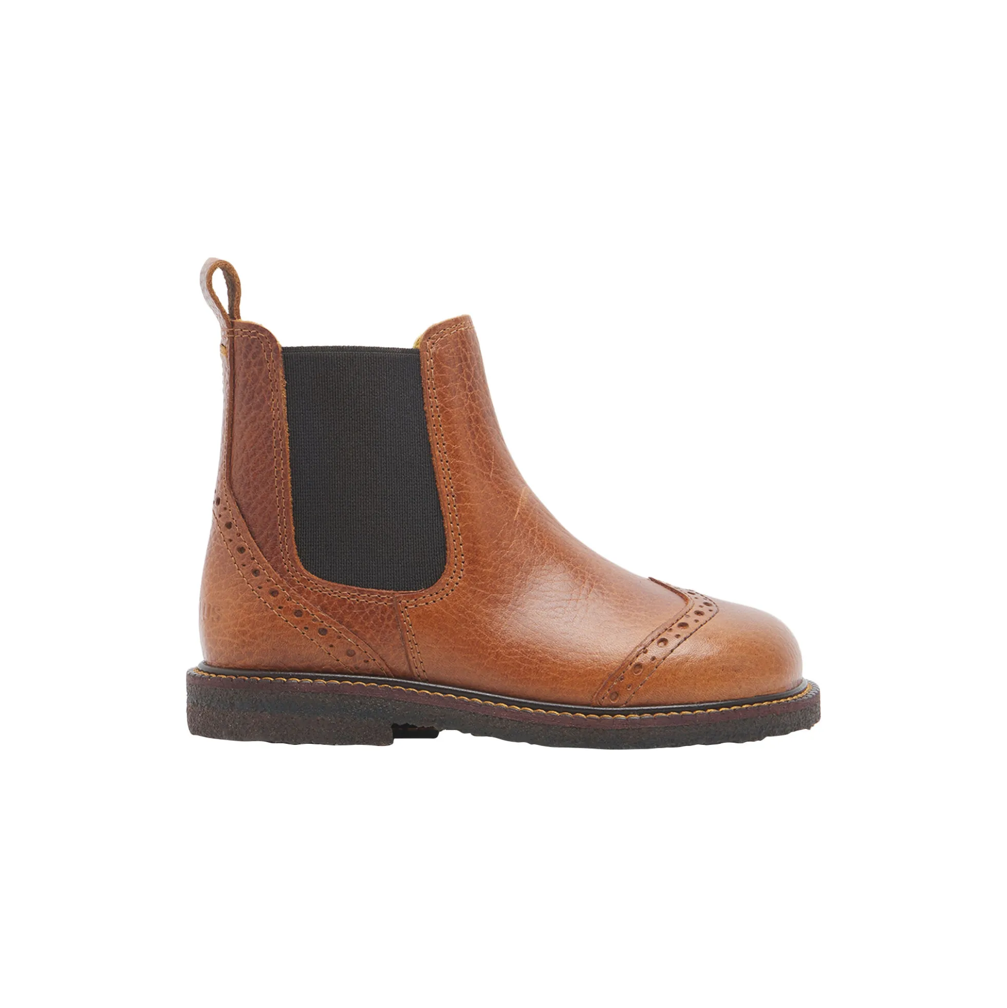 Chelsea støvle med brogue hulmønster, medium brown