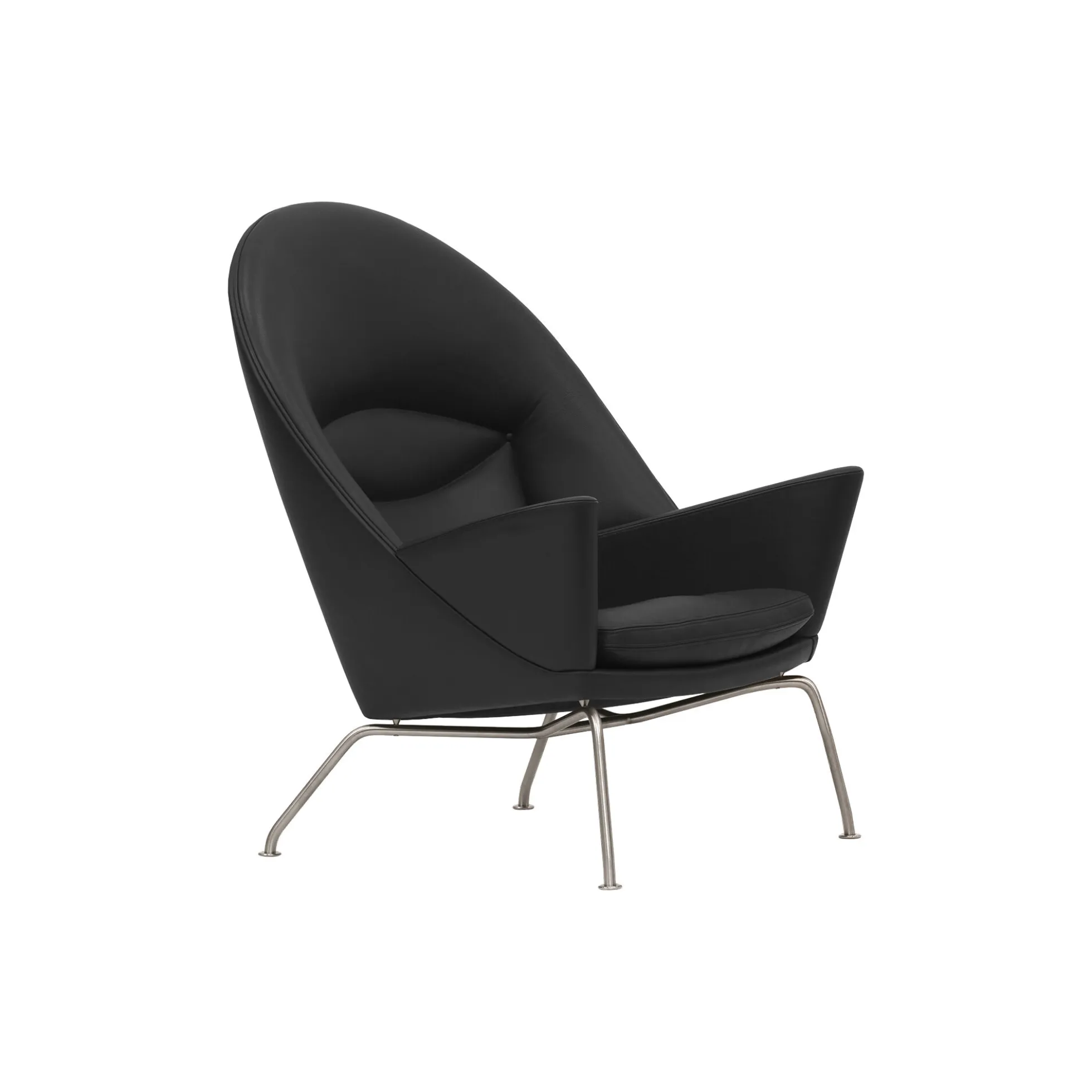CH468 Oculus Chair loungestol, sort/rustfrit stål