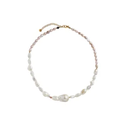 Chunky Glamour Pearl Necklace White & Rose, gold