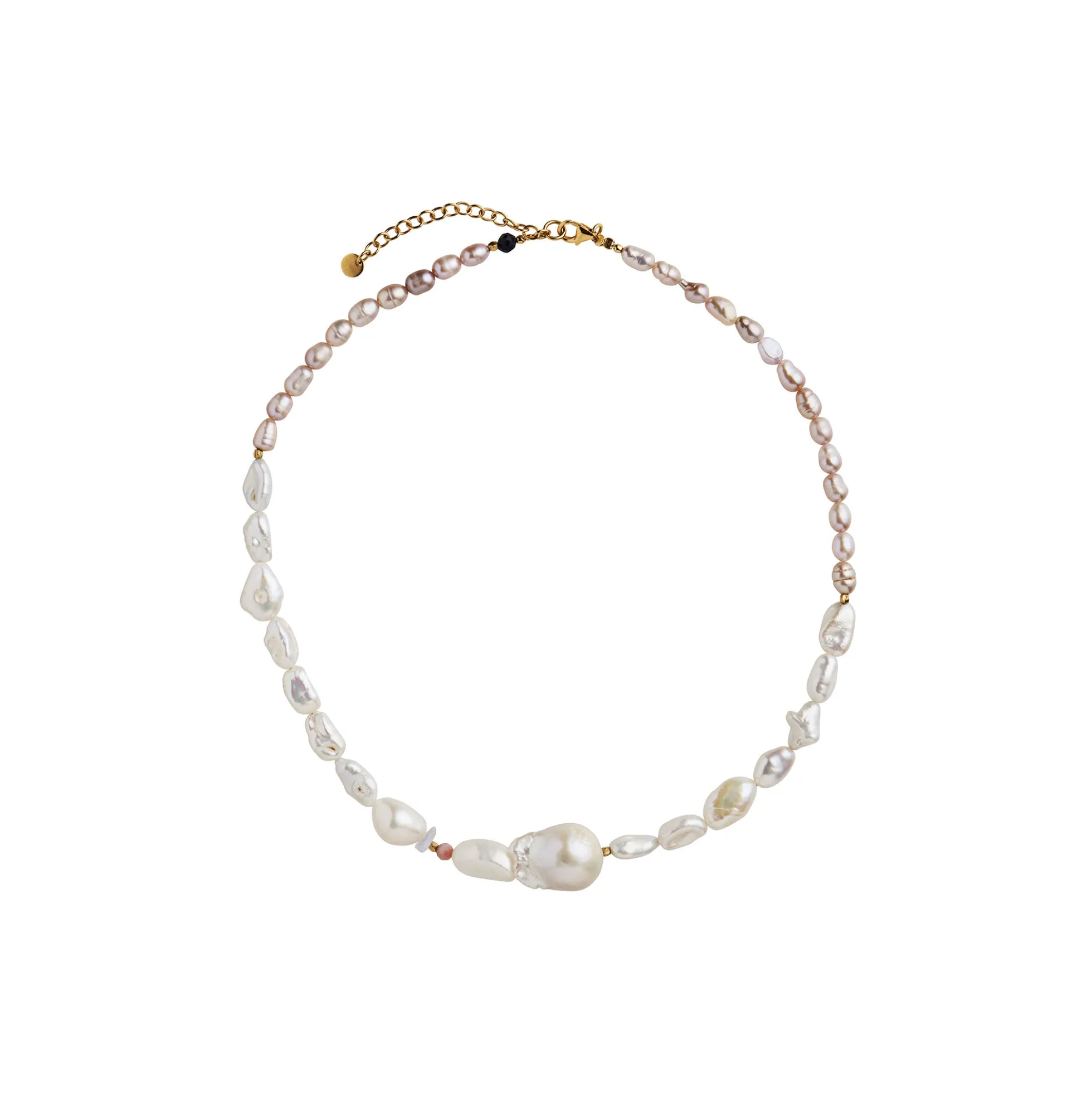 Chunky Glamour Pearl Necklace White & Rose, gold