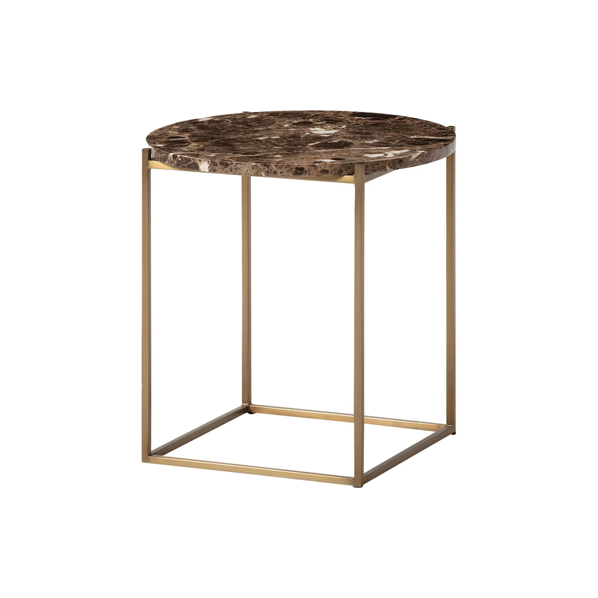 Circle Side Table, brown/brass