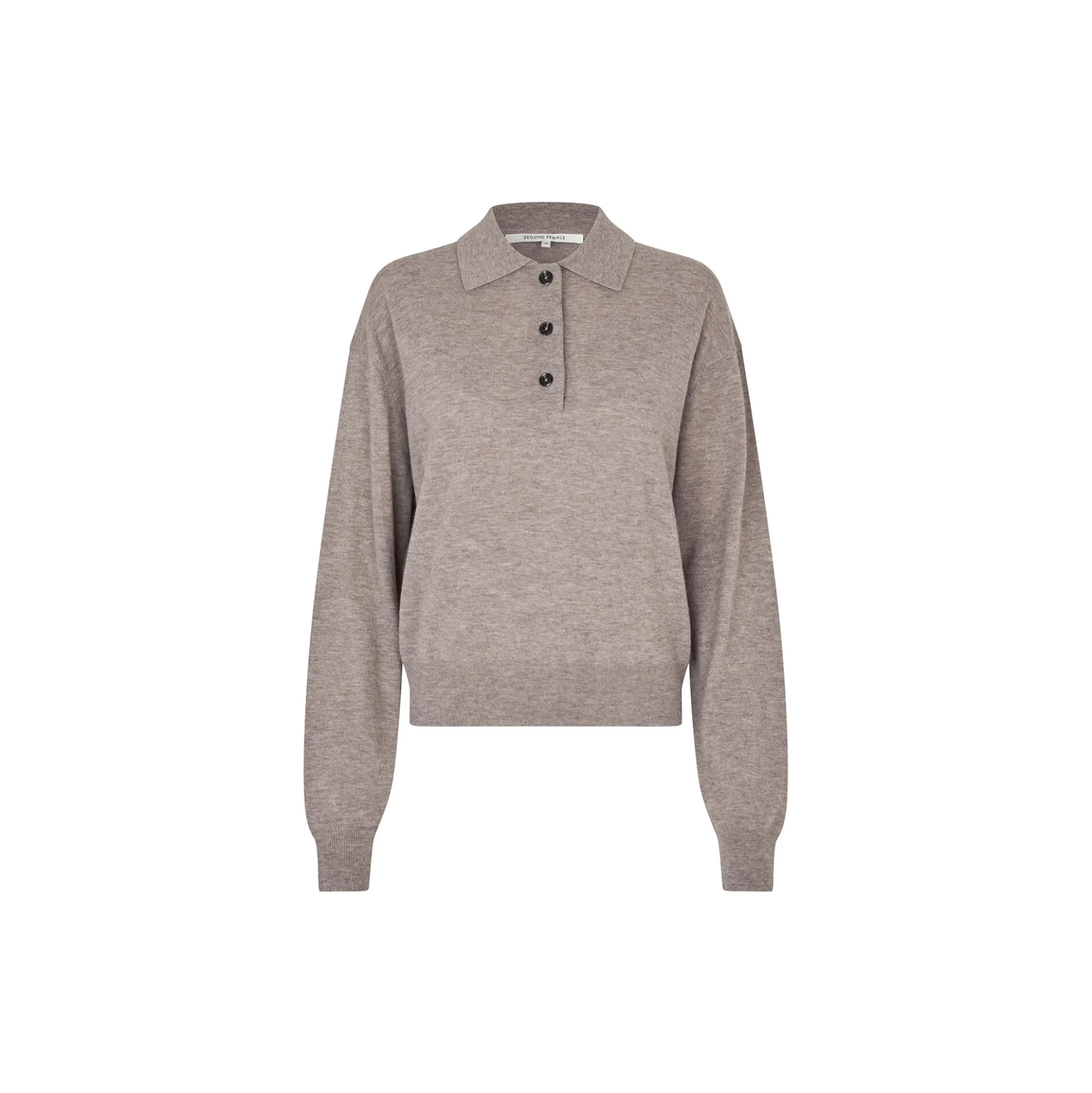 Claro Knit Polo, mid brown melange