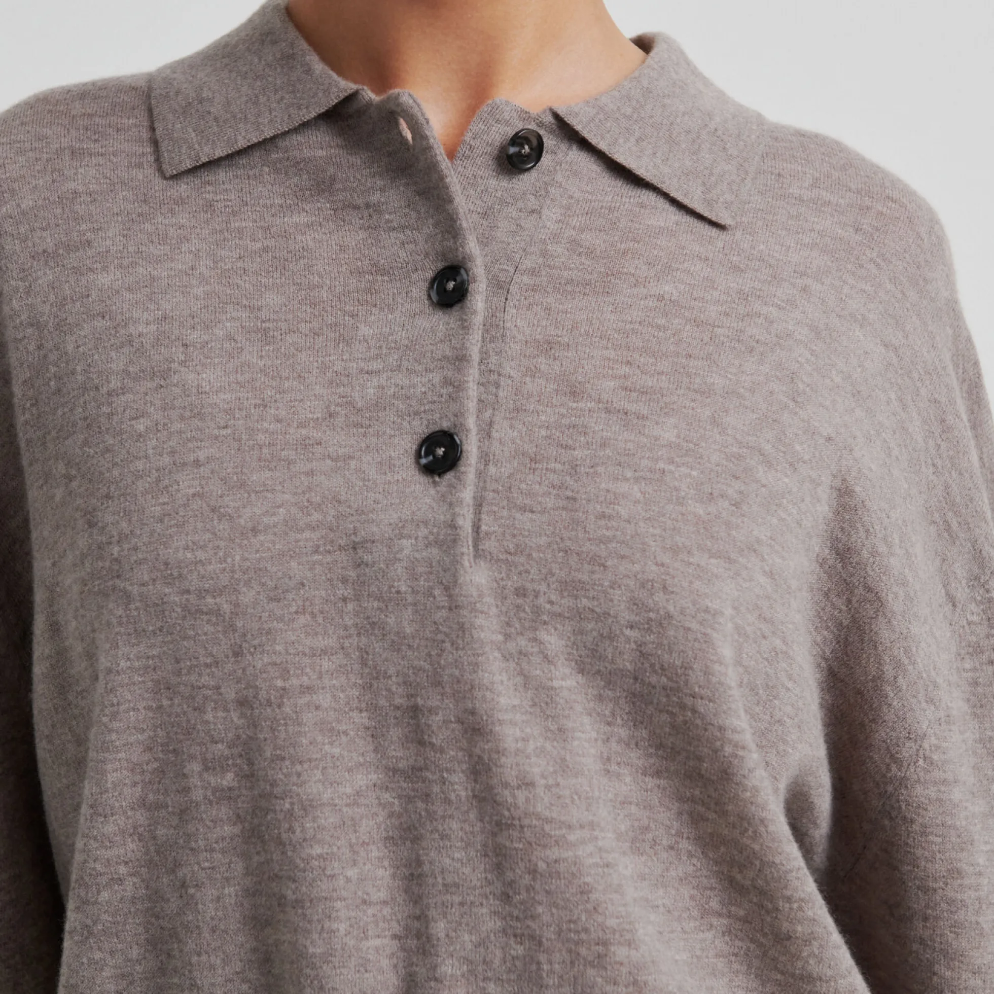 Claro Knit Polo, mid brown melange