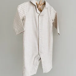 Classic PJ Suit, beige gingham
