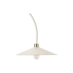 Cora Arc Floor Lamp with Travertine Base, beige