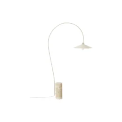 Cora Arc Floor Lamp with Travertine Base, beige