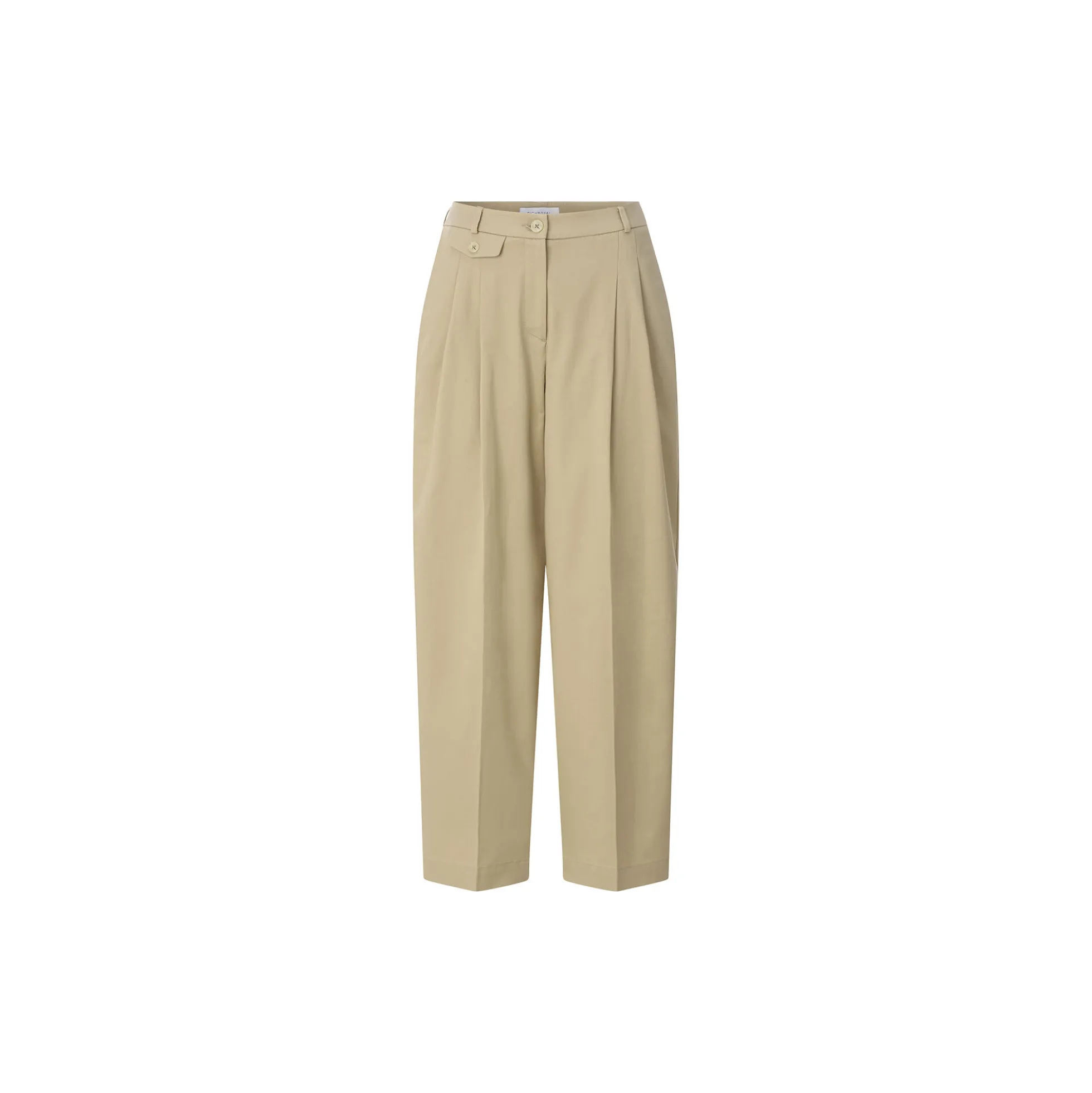 Cotton barrel pants with pleats, caffee latte