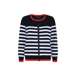 Cotton Nautical Stripe, navy/white/poppy red