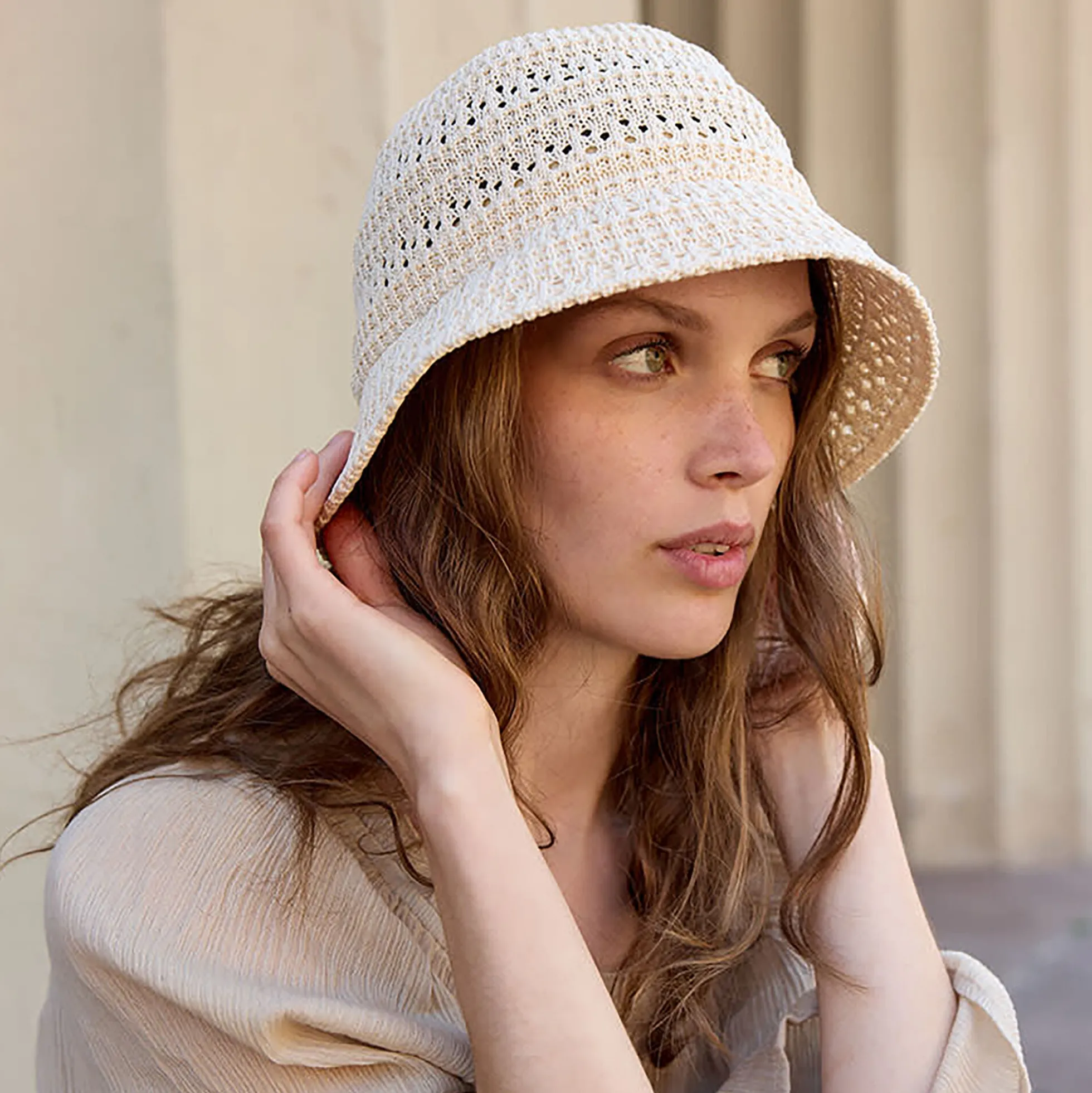 CROCHET Bucket Hat, nature