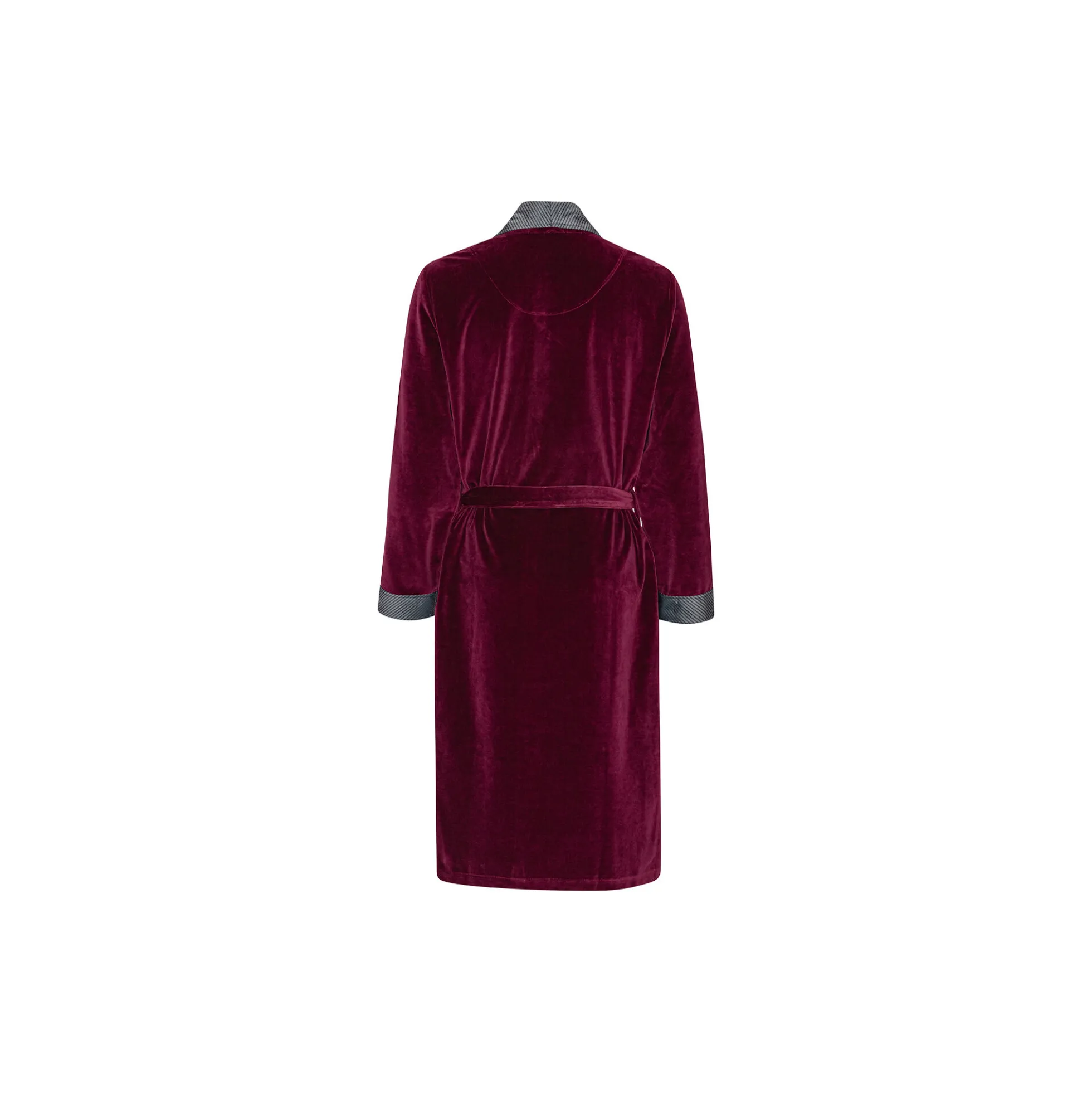 Davos Dressing gown, bordeaux with sliver collar