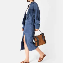 Deborah Suede Hobo Bag M, oat beige