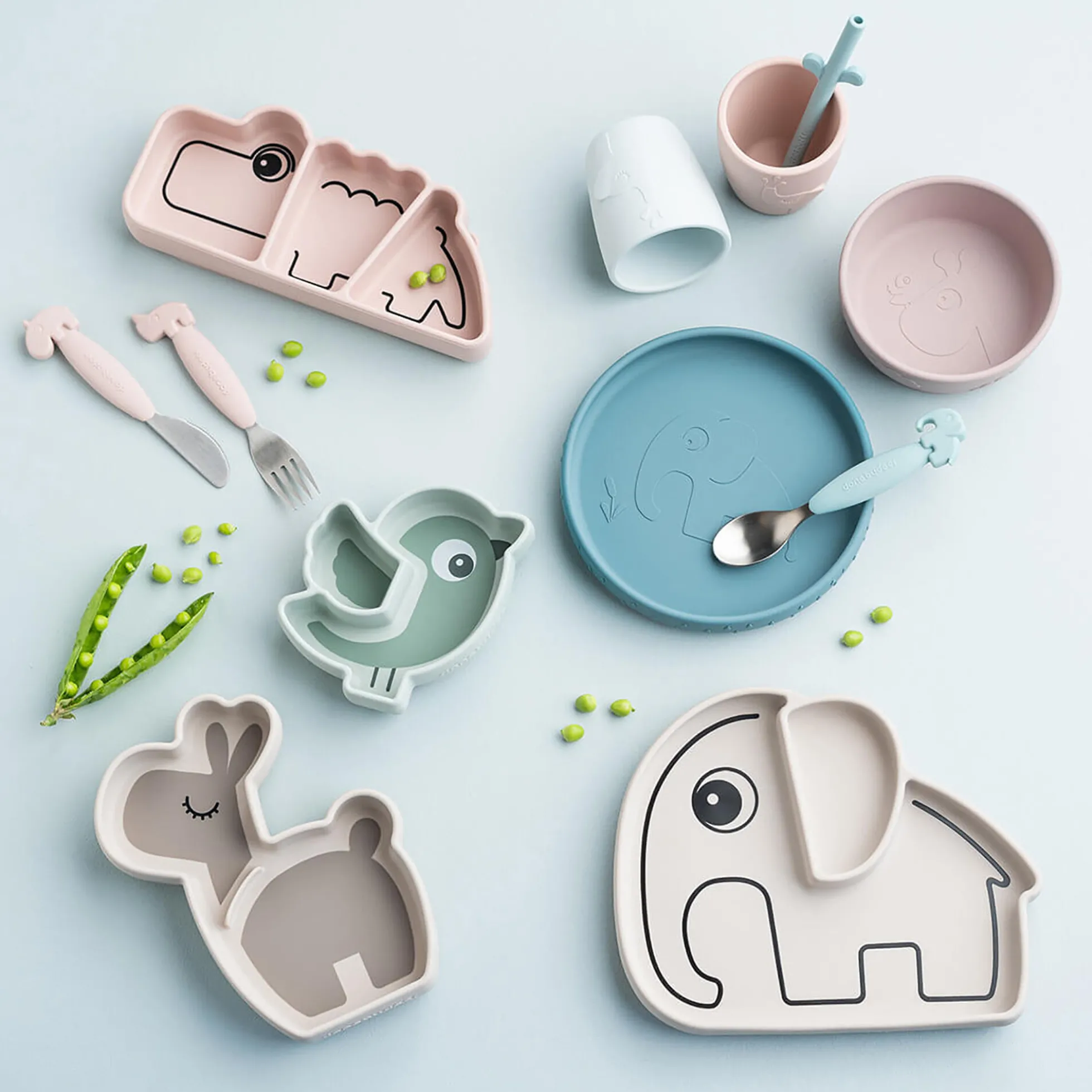 Deer Friends stick&stay spisesæt, blue