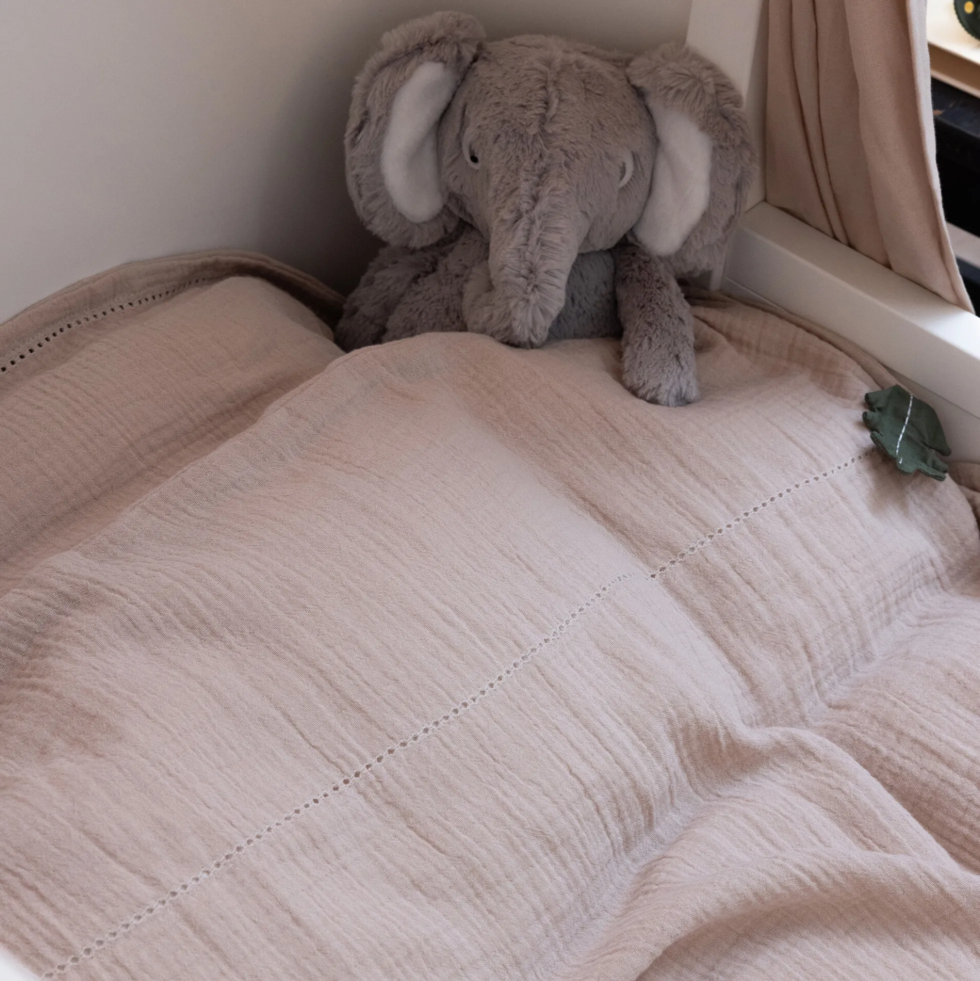 2-delt musselin babysengetøj, seabreeze beige