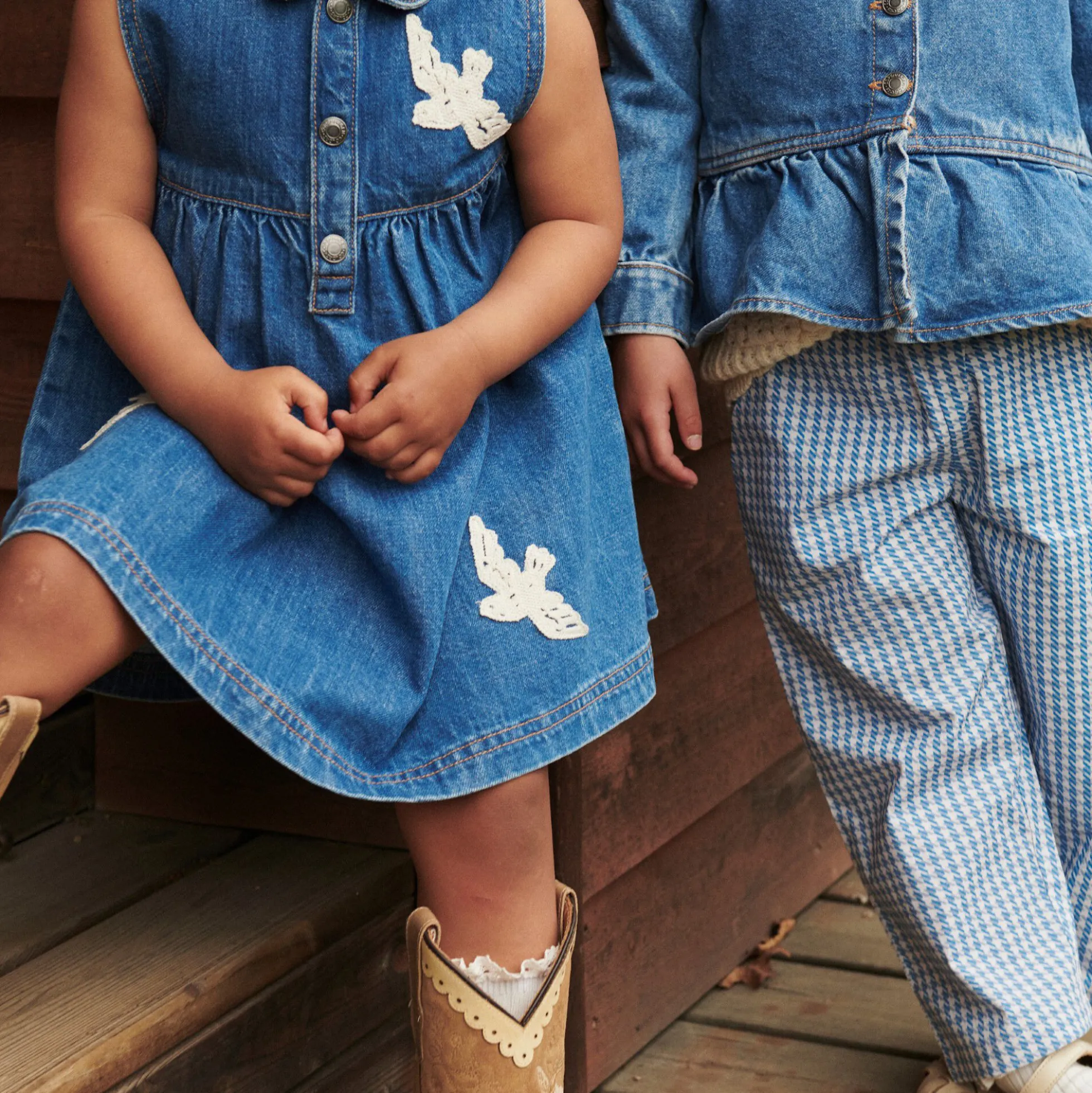 Denim Dress w. Crochet Doves