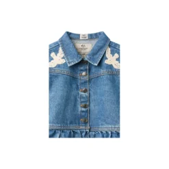 Denim Frill Jacket w. Crochet Doves
