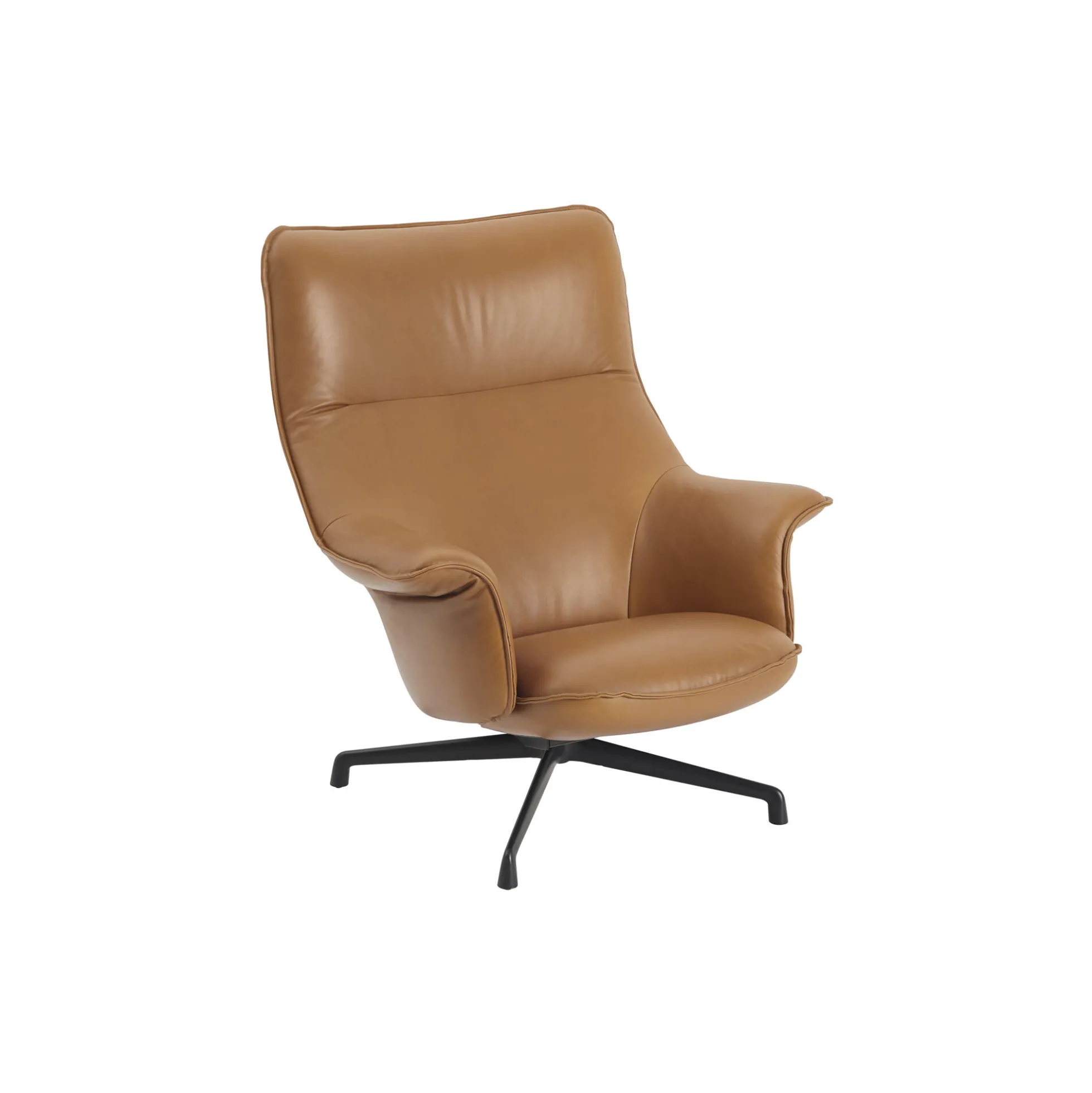 Doze Lounge Chair with Swivel Base, refine leather cognac/anthracite black