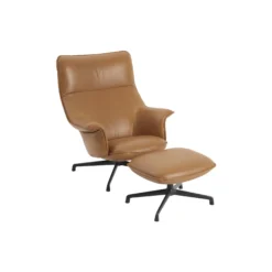 Doze Ottoman with Swivel Base, refine leather cognac/anthracite black