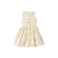 Dress Thelma, ivory embroidery flowers