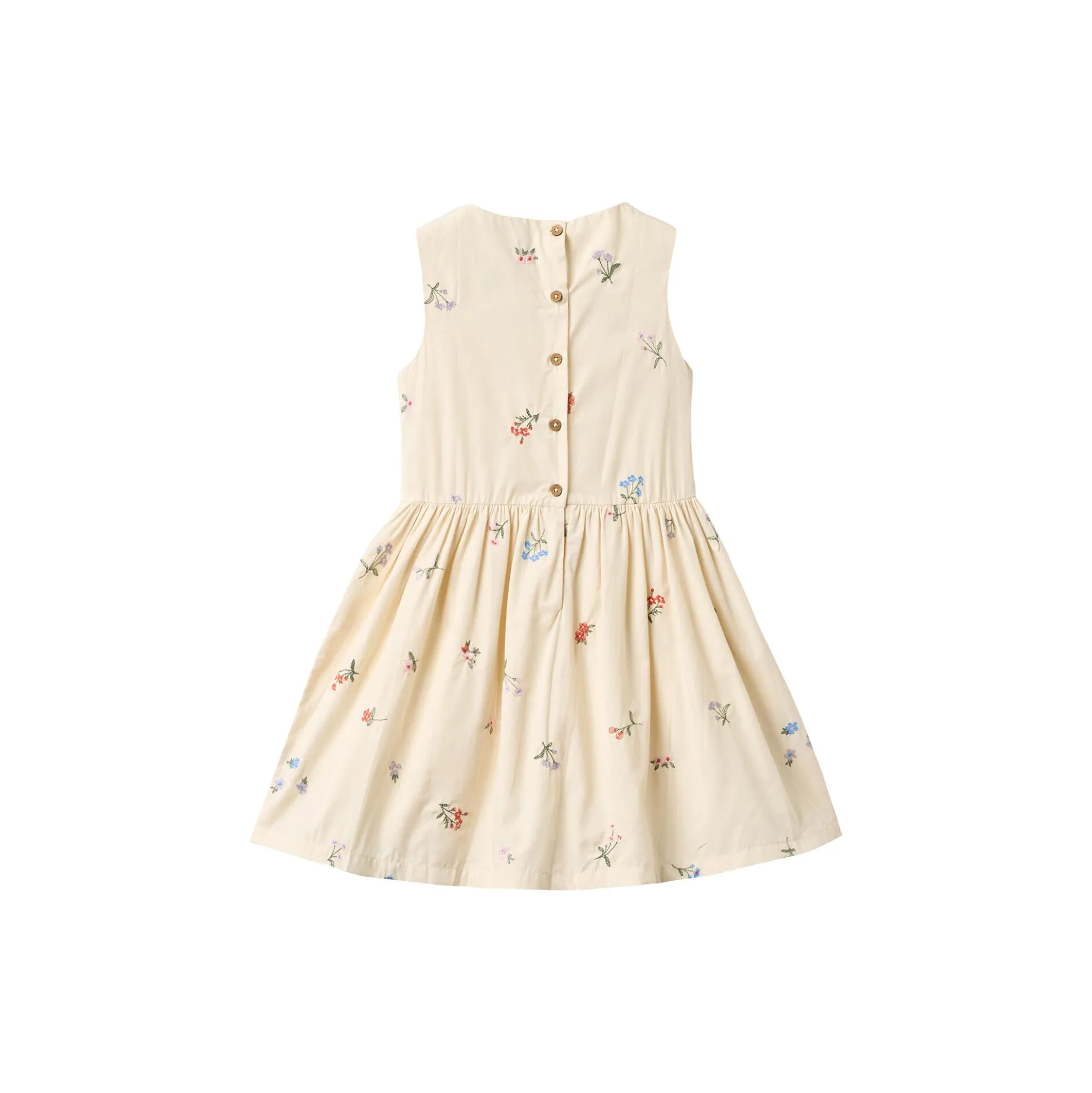 Dress Thelma, ivory embroidery flowers