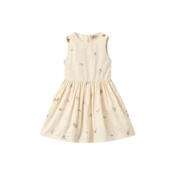Dress Thelma, ivory embroidery flowers
