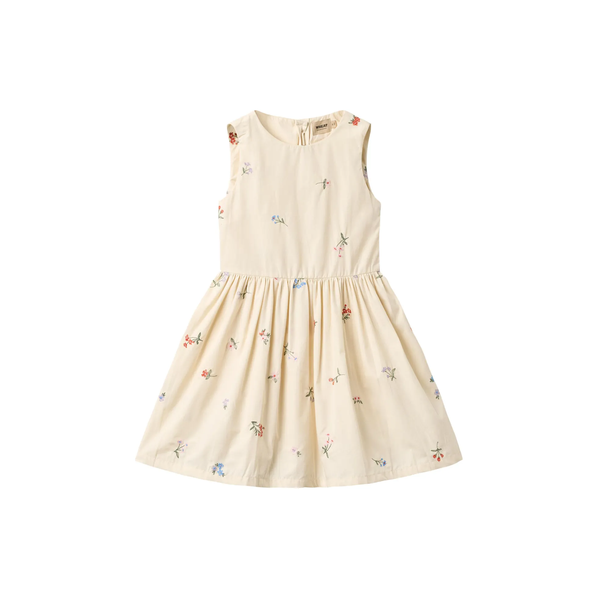 Dress Thelma, ivory embroidery flowers