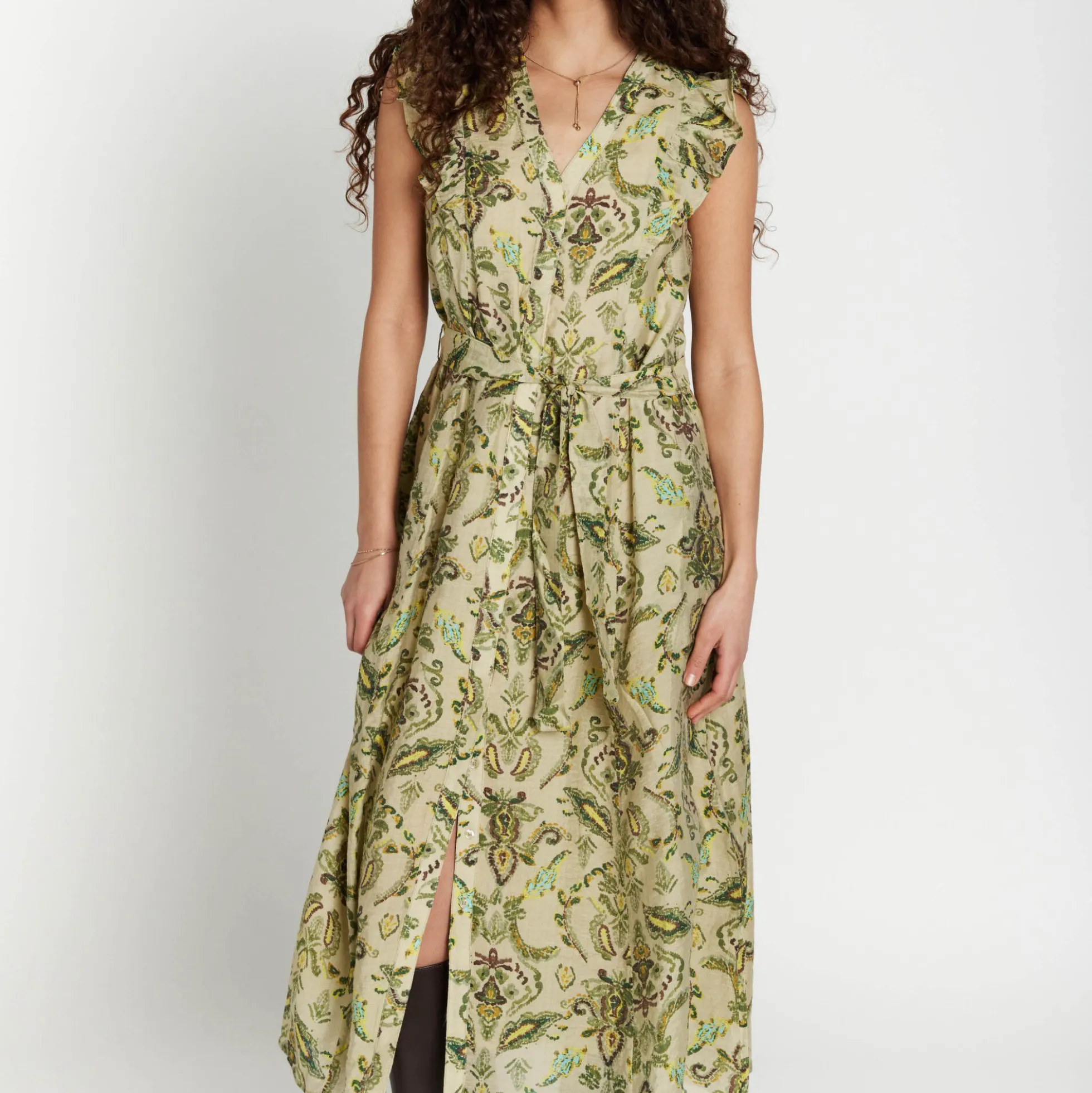 DuscleBBFransisca dress, multi green print