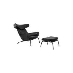 EJ 100 Ox Chair lænestol med skammel, sort/sort