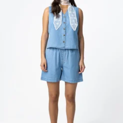 ELENORA denim vest, light denim blue