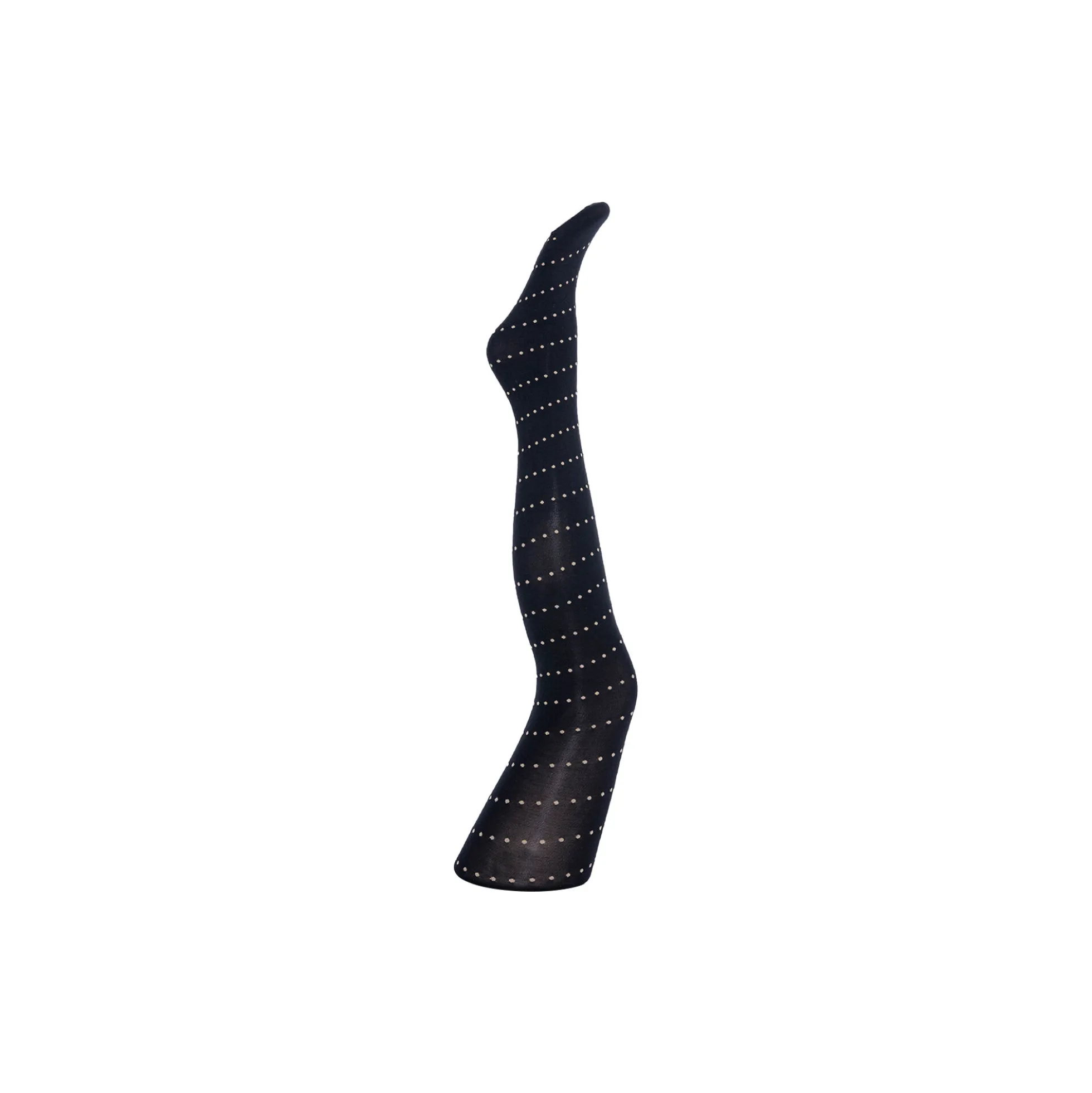 Ellen black bias dot tights, black w. light sand dots