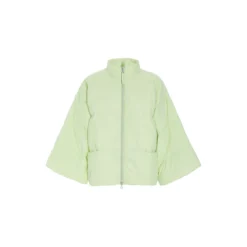 Feather down jakke med krave, lime cream