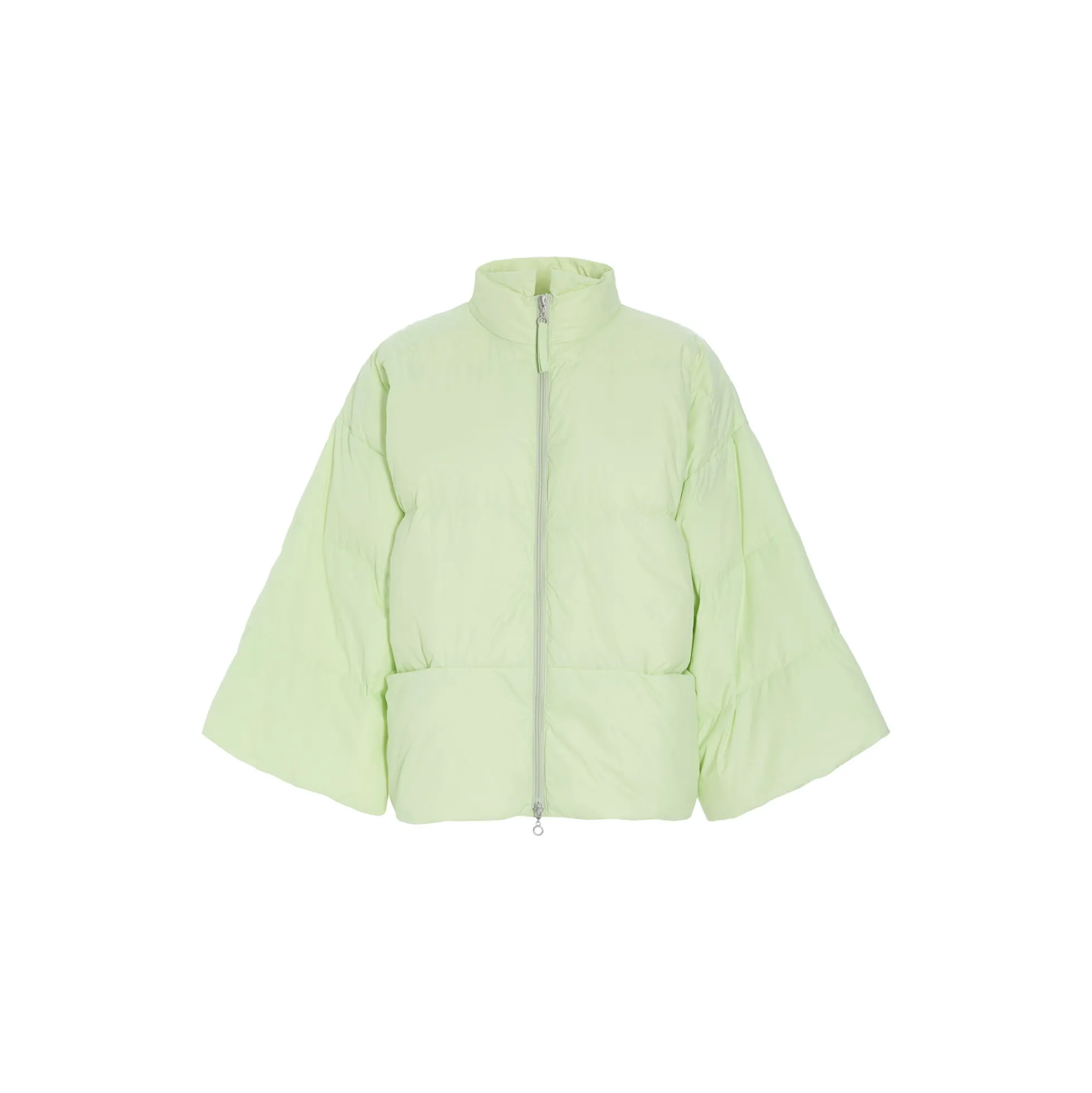 Feather down jakke med krave, lime cream