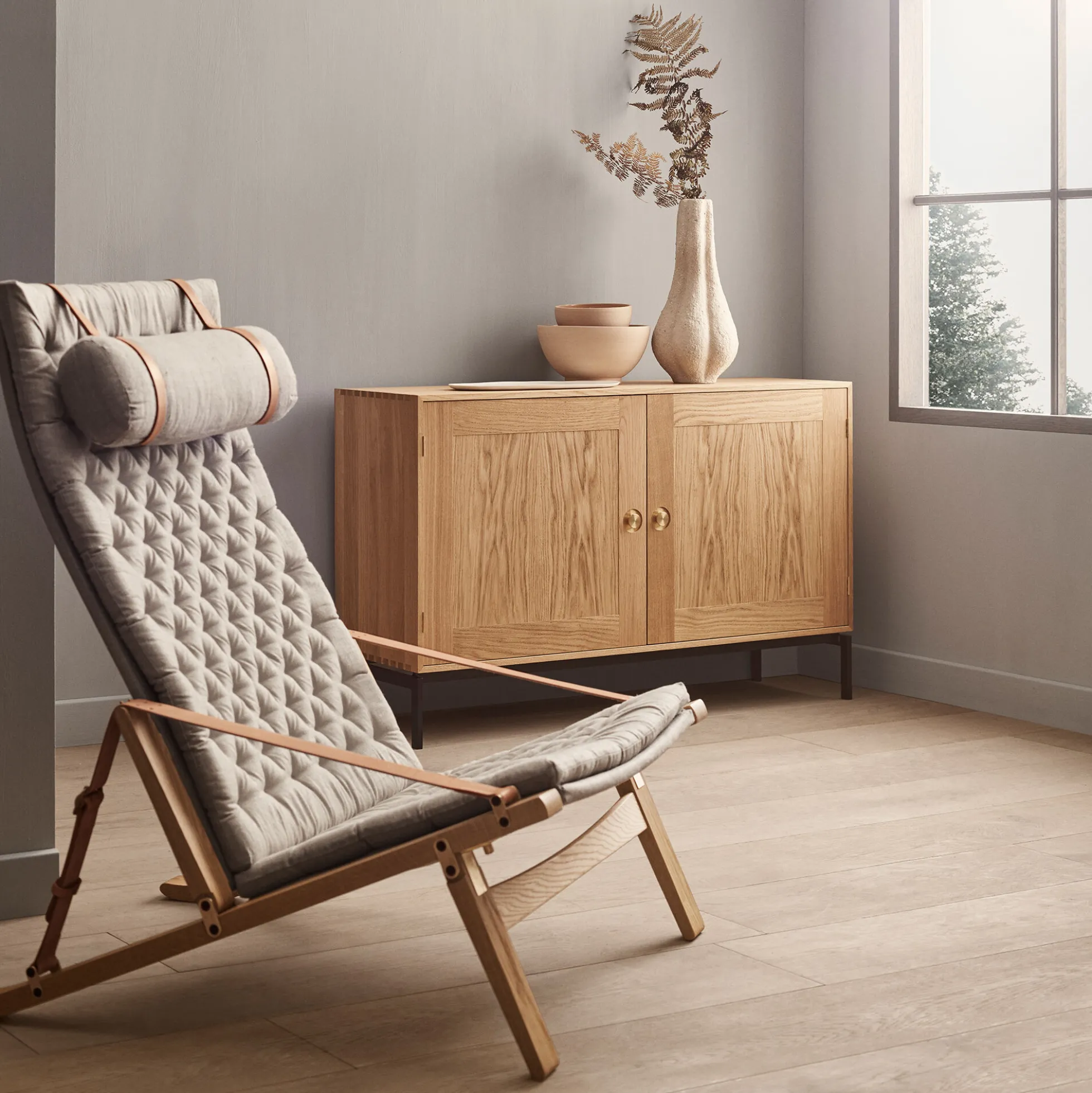 FK10 Plico loungestol, olieret eg/natur
