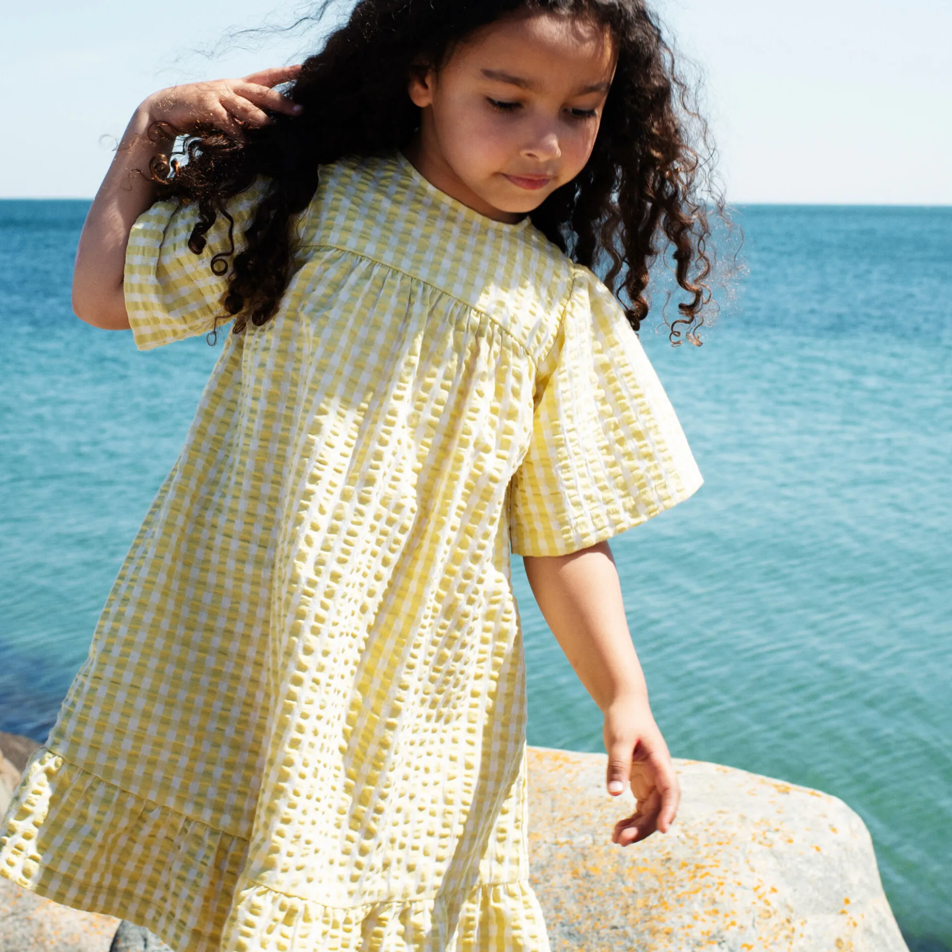 Flair Dress, lemon checks