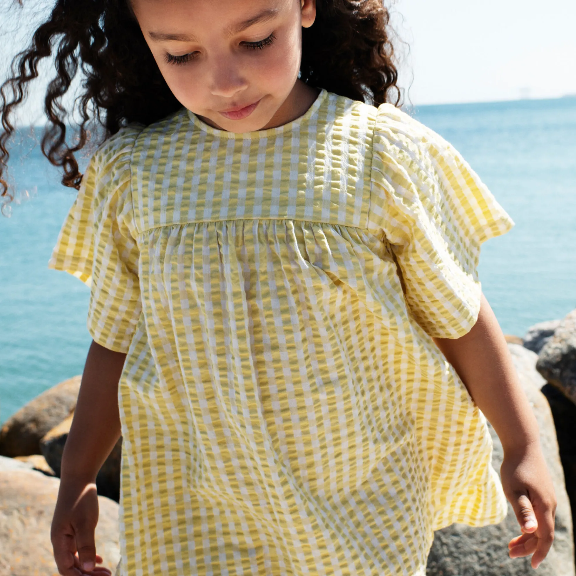 Flair Dress, lemon checks