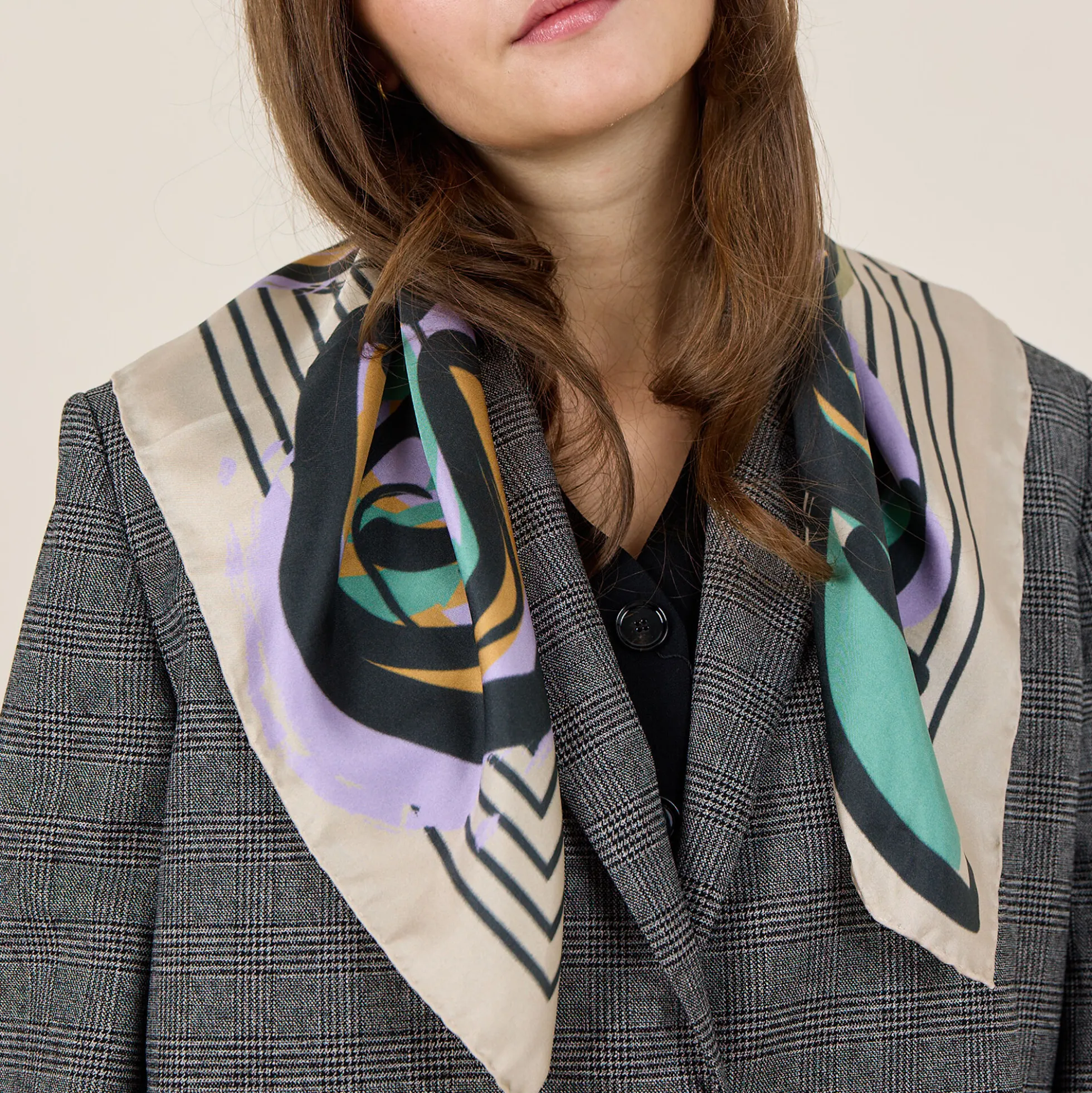 FLOWER POP Scarf, sand/black