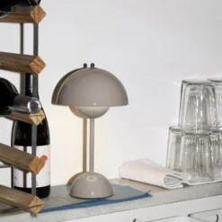 Flowerpot VP9 Portable Table Lamp, grey beige