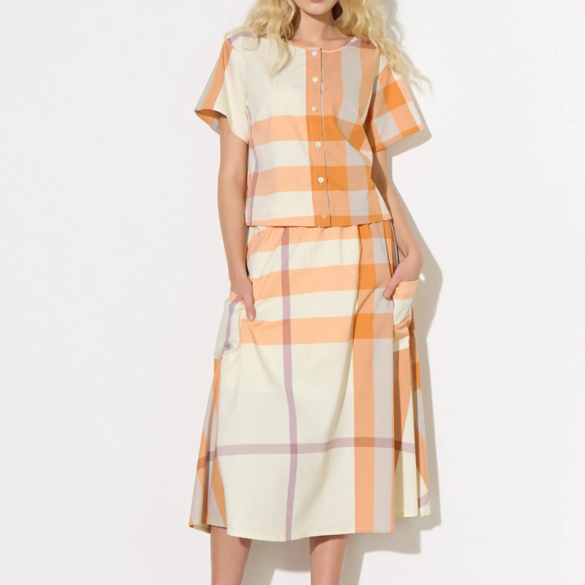 Frankie Skirt, orange checked