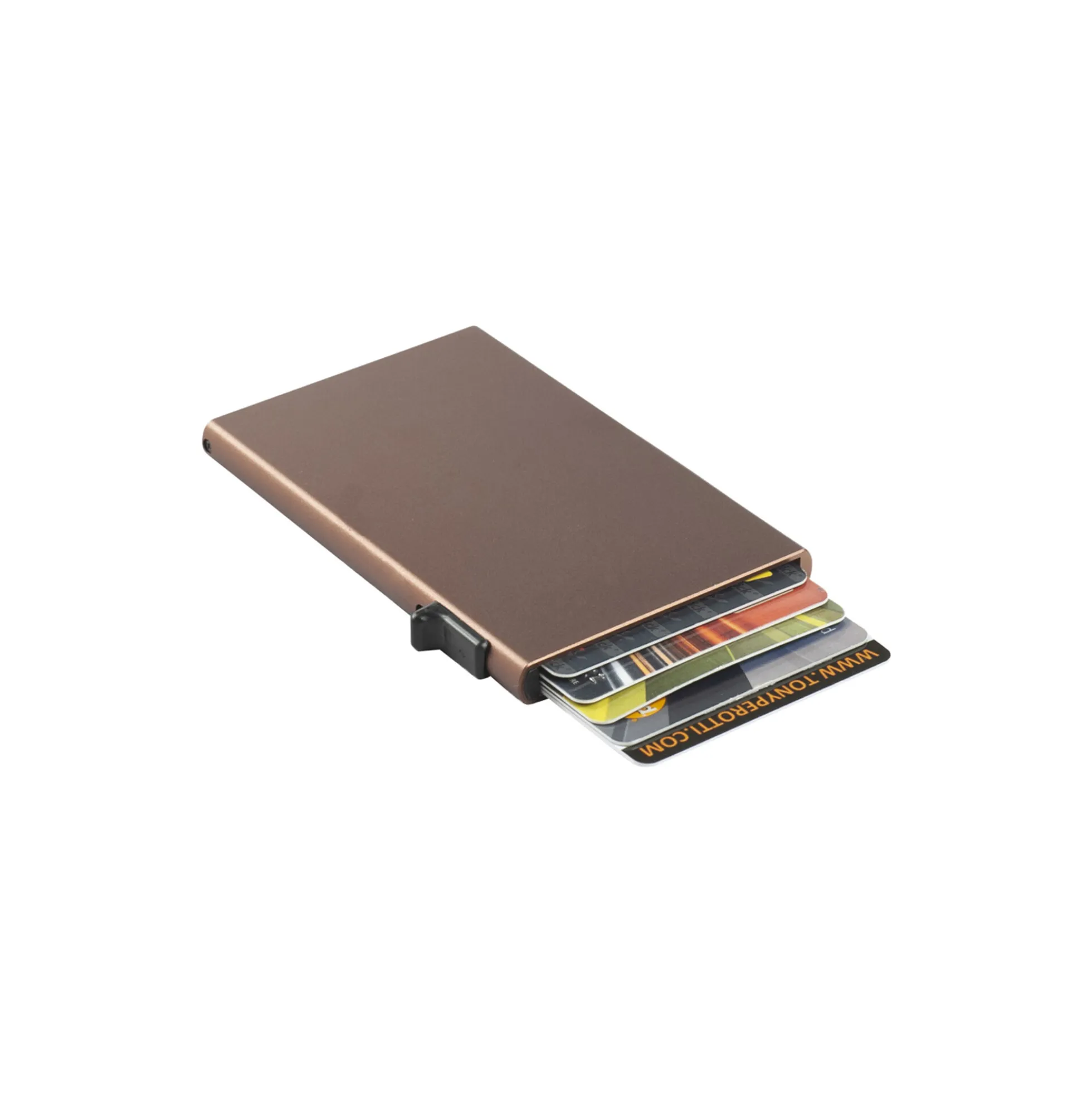Furbo Single Aluminum Cardholder, dark brown